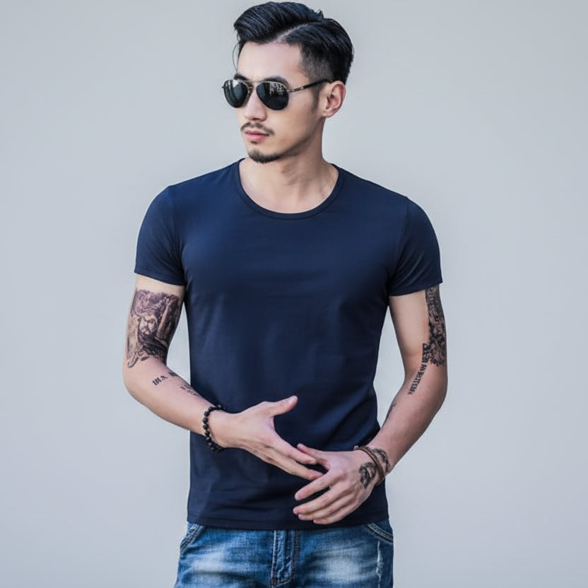 Herren Sommer T-Shirt aus Bambusfaser Vorderansicht leicht und atmungsaktiv