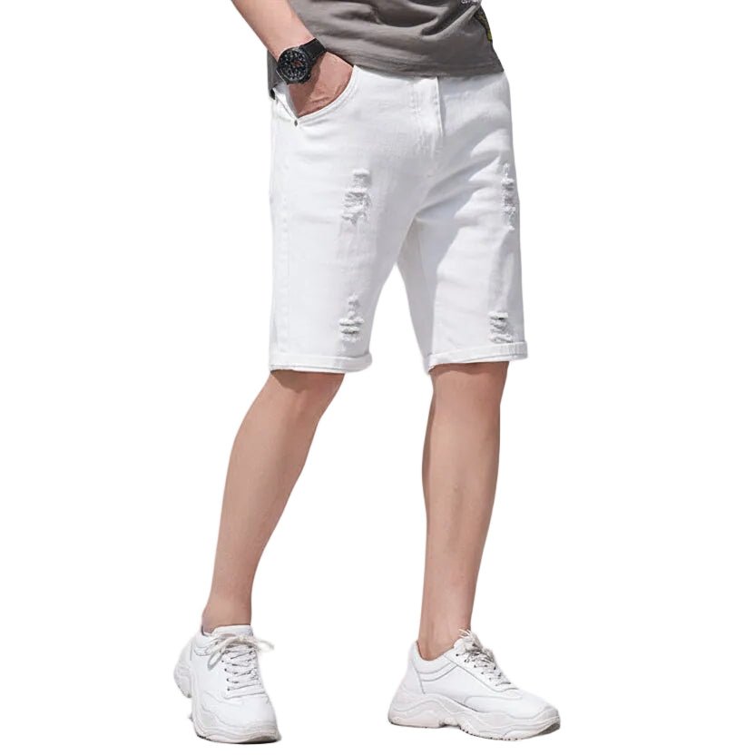 Herren Denim Shorts im koreanischen Stil Vorderansicht Loose Fit