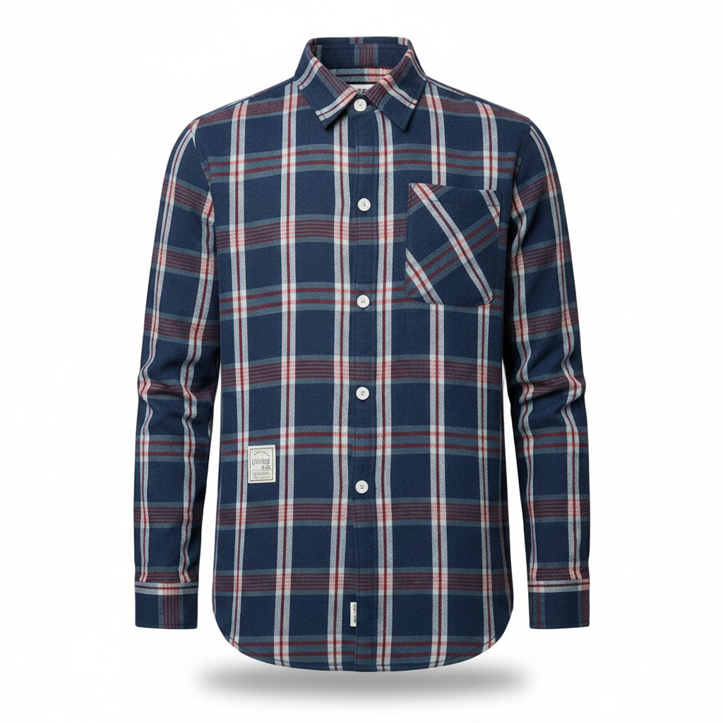 Herren koreanisches Karo Hemd Vorderansicht im Slim Fit Stil