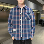 Herren koreanisches Karo Hemd Vorderansicht im Slim Fit Stil