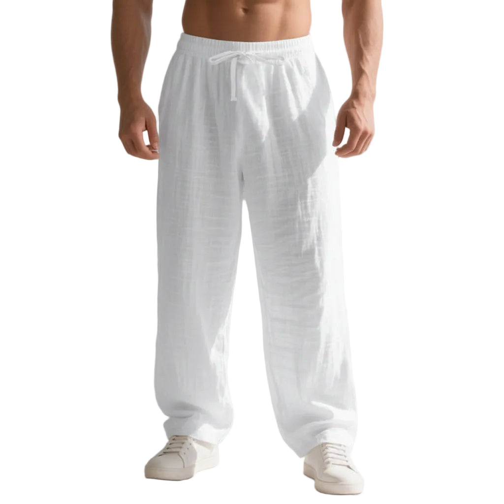 Herren Leinenhose Vorderansicht locker und leicht für den Sommer