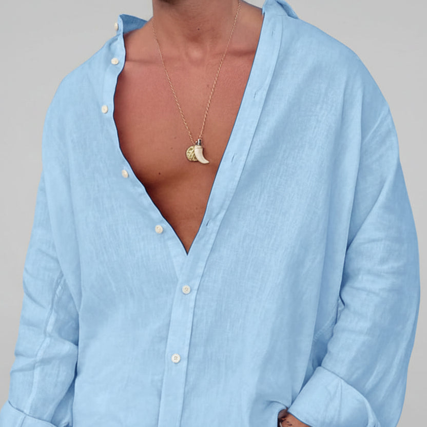 Herren Outdoor Langarm Baumwollhemd Vorderansicht