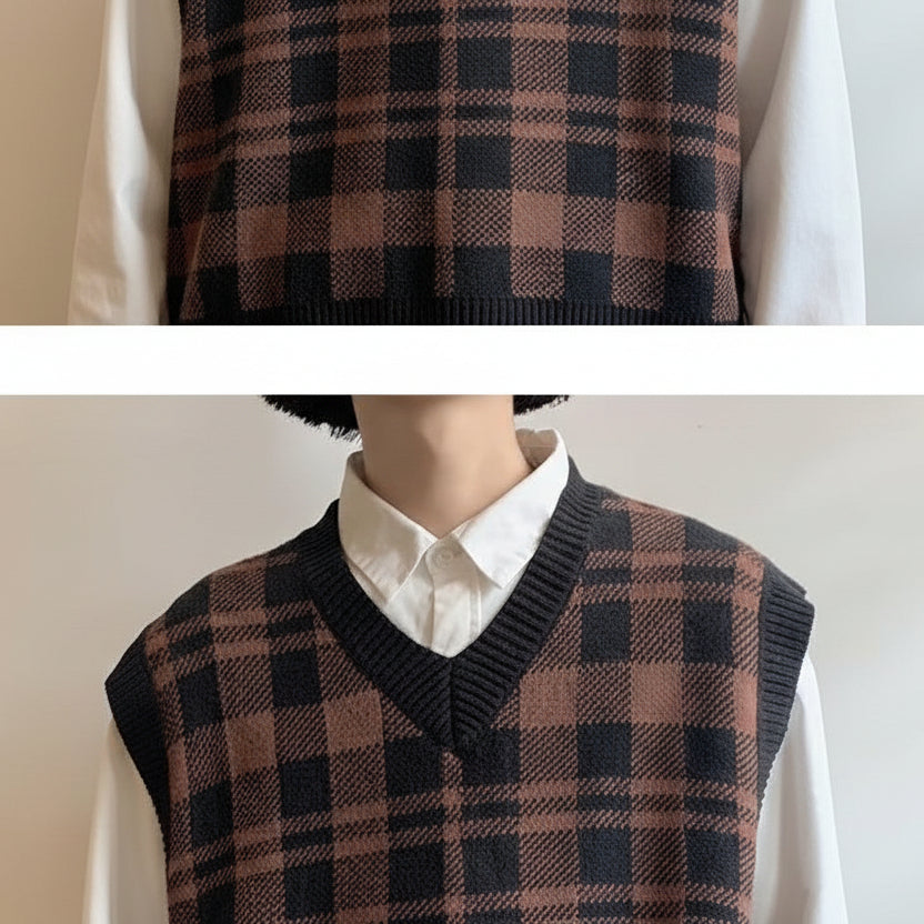 Rückansicht der ärmellosen Strickweste für Herren