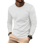 Herren Waffelstrick Langarm T-Shirt Vorderansicht mit Rundhals