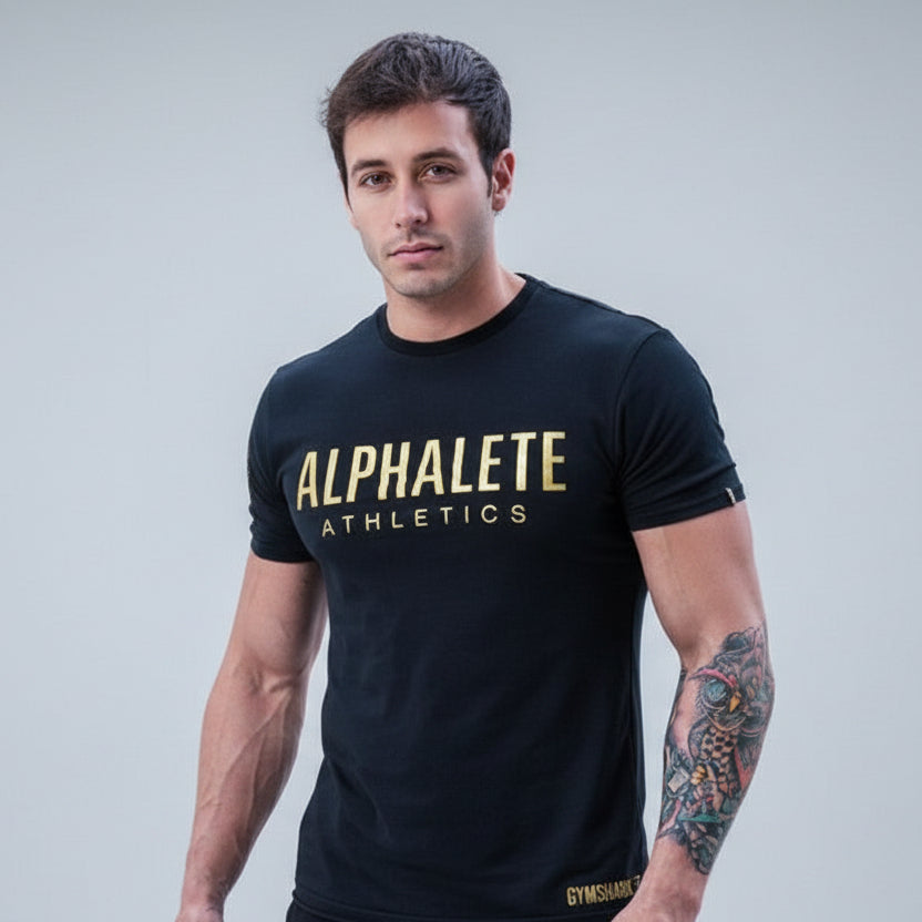 Wolf King Herren T-Shirt mit Letter Print Vorderansicht