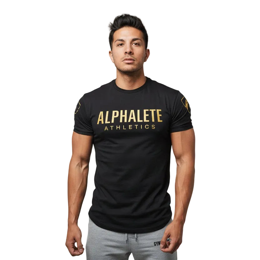 Wolf King Herren T-Shirt mit Letter Print Vorderansicht